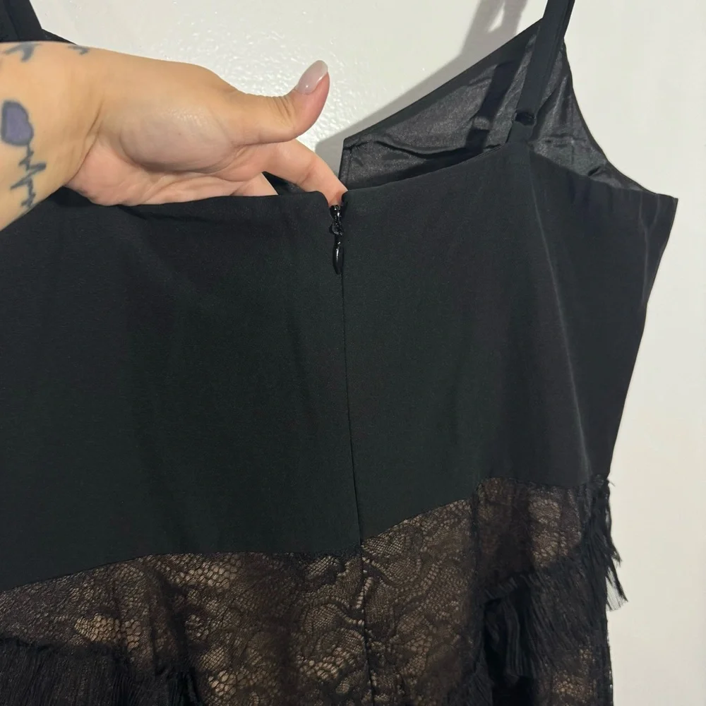 NWT City Chic Sexy Ruffle Maxi Dress Black L/20 Evening Party Romantic Lace - Picture 8 of 13